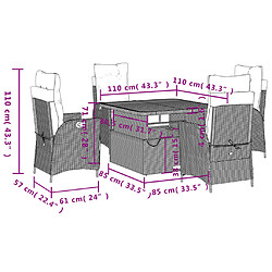 vidaXL Ensemble à manger de jardin 5 pcs coussins gris résine tressée pas cher