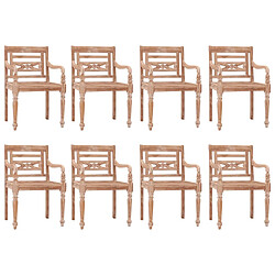 vidaXL Chaises Batavia lot de 8 blanc bois de teck solide délavé