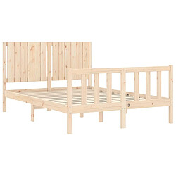 Maison Chic Cadre/structure de lit avec tête de lit pour adulte - Lit Moderne Chambre 140x190 cm bois massif -MN41708 pas cher