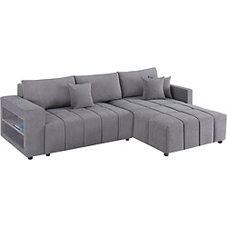 Palozi Sofa Canapé d'angle convertible tissu chenille 3 places - Trocadero - Gris