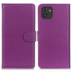 Etui en PU texture litchi violet pour votre Samsung Galaxy A03 (164.2 x 75.9 x 9.1mm)