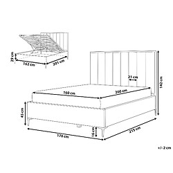 Avis Beliani Lit double 160 x 200 cm avec rangement en bouclé blanc cassé SEZANNE