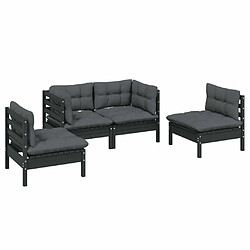 Avis Maison Chic Salon de jardin 4 pcs + coussins - Mobilier/Meubles de jardin - Table et chaises d'extérieur Bois de pin massif -MN77220