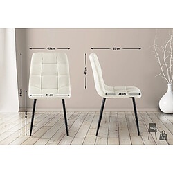 Decoshop26 Lot de 4 chaises de salle à manger en tissu crème pieds métal noir design moderne et confortable CDS10411