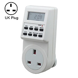 Wewoo Prise électrique avec minuteur AC 230 V Maison Intelligente Plug-in LCD Affichage Horloge Heure D'été Fonction 12/24 Heures Changeable Temporisateur Interrupteur Socket, UK Plug