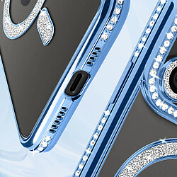 Acheter Avizar Coque Diamant pour iPhone 15 Pro Max Protection MagSafe Contour Strass Bleu Clair