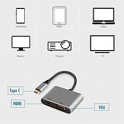 Acheter Adaptador Ewent EW9700 USB-C para HDMI/VGA Gris