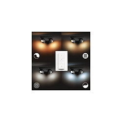 Philips Hue Plafonnier White Ambiance Buckram 4 Spots GU10 Hue Noir pas cher