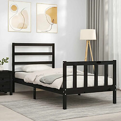 Acheter Maison Chic Lit adulte - Cadre de lit et tête de lit,Structure du lit Contemporain pour chambre noir 100x200 cm bois massif -MN47346