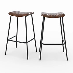 Avis Rendez Vous Deco Tabouret de bar Lupin 77 cm marron (lot de 2)