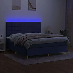 Acheter Maison Chic Lit adulte- Lit + matelas,Sommier à lattes de lit et matelas et LED Bleu 180x200 cm Tissu -GKD33315