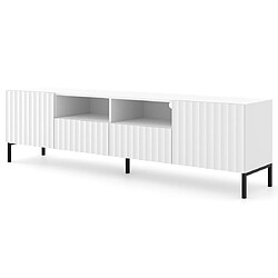 Bestmobilier Lara - meuble tv - pieds noirs - 2 tiroirs - 200 cm