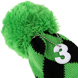 Avis 3 Pièces Golf Knit Pom Pom Couvre-tête Pilote Fairway Bois Couvre-chefs Vert