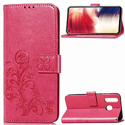 Wewoo étuis en cuir Coque Housse Étui à motif de fleurs repiquées Lucky Clover pour Galaxy A8s, avec porte-cartes et porte-cartes, porte-monnaie dragonne (Rose rouge)