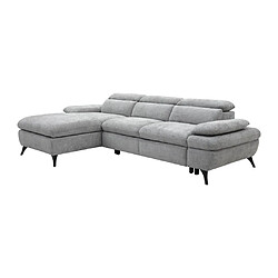 Vente-Unique Canapé d'angle gauche convertible en tissu texturé avec coffre de rangement gris MORAVA pas cher