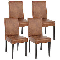 Mendler Lot de 4 chaises de séjour Littau ~ simili-cuir, aspect daim marron, pieds foncés