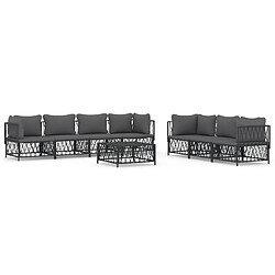 Maison Chic Salon de jardin 8 pcs + coussins - Mobilier/Meubles de jardin - Table et chaises d'extérieur anthracite acier -MN78757