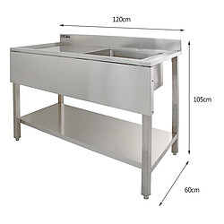 Acheter Monstershop Plan de Travail 180cm, Evier en acier - Egouttoir à gauche et Etagère Murale