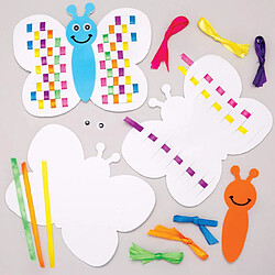 Baker Ross Kits papillons arc-en-ciel à tresser (lot de 6) - Ruban et modèles pour enfants.