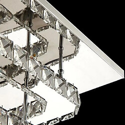 Stoex Plafonnier en Cristal 30CM Miroir Acier Inoxydable Moderne LED Double-pont Luminaire Lustre Eclairage Blanc chaud