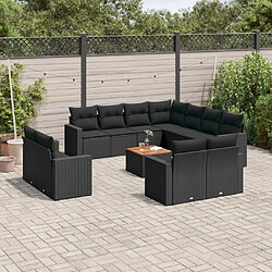 Maison Chic Salon de jardin 12 pcs avec coussins | Ensemble de Table et chaises | Mobilier d'Extérieur noir résine tressée -GKD49184