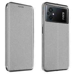 Avizar Housse pour Xiaomi Poco M5 Porte-carte Support Vidéo Découpe caméra Argent