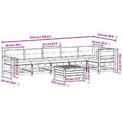 vidaXL Salon de jardin 7 pcs avec coussins blanc bois de pin massif pas cher