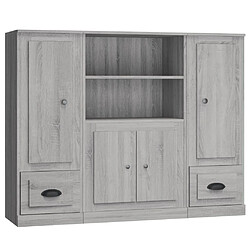 vidaXL Buffets 3 pcs sonoma gris bois d'ingénierie