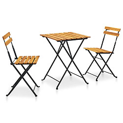 vidaXL Mobilier de bistro pliable 3 pcs Bois d'acacia solide