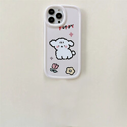 GUPBOO Étui pour iPhone11ProMax Shy blush petit chien blanc simple chaîne de perles de coque de téléphone portable