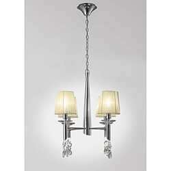 Luminaire Center Suspension Tiffany 4+4 Ampoules E14+G9, chrome poli avec Abat jour crèmes & cristal transaparent