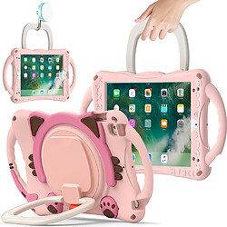 Coque en TPU + silicone avec béquille rotative robuste 3-en-1 rose/brun pour votre Apple iPad Mini/2/3/4/mini (2019) 7.9 pouces