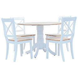 vidaXL Ensemble de salle à manger 5 pcs Bois d'hévéa Blanc et marron