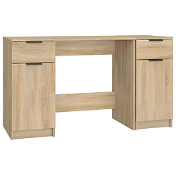 Maison Chic Bureau avec armoire latérale de rangement,Table de travail,Table d'étude Chêne sonoma Bois d'ingénierie -GKD12144