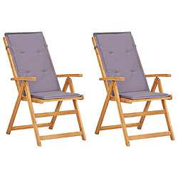 vidaXL Chaises inclinables de jardin lot de 2 Bois solide d'acacia