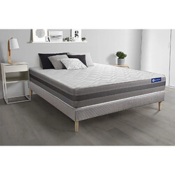 ACTISOM Ensemble matelas ACTILATEX RELAX Latex et mémoire de forme 140x190 cm Maxi épaisseur 5zones de confort + sommier KIT gris