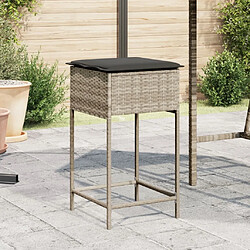 vidaXL Tabourets de bar jardin avec coussins lot de 2 gris clair rotin