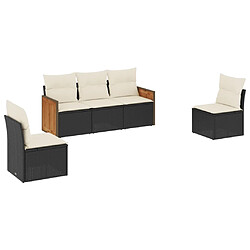 Maison Chic Salon de jardin 5 pcs avec coussins | Ensemble de Table et chaises | Mobilier d'Extérieur noir résine tressée -GKD45856