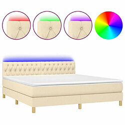 Maison Chic Lit adulte- Lit + matelas,Sommier à lattes de lit avec matelas LED Crème 160x200 cm Tissu -GKD13132