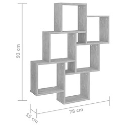 vidaXL Étagère murale cube Gris béton 78x15x93 cm Bois d’ingénierie pas cher