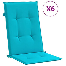 vidaXL Coussins de chaise à dossier haut lot de 6 turquoise tissu