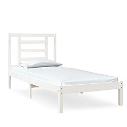 Maison Chic Lit Moderne Chambre - Cadre/structure de lit pour adulte Blanc Bois massif 75x190 cm Petit simple -MN73624