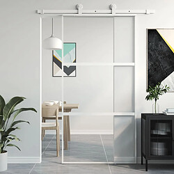 vidaXL Porte coulissante blanc 102,5x205 cm verre trempé aluminium