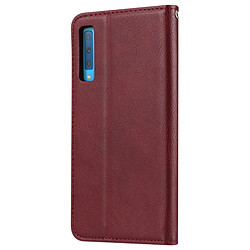 Avis Wewoo Housse Coque Étui en cuir à rabat horizontal avec texture pour peau Galaxy A7 2018 / A750avec cadre photoporte-cartes et emplacements cartes et portefeuille vin rouge