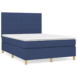 Maison Chic Lit Adulte - Lit simple Lit à sommier tapissier avec matelas moelleux - Meuble de Chambre - Bleu 140x190 cm Tissu -MN11783