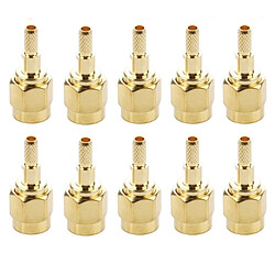 Avis Wewoo 10 PCS plaqué or embout mâle SMA connecteur droit adaptateur Câble RG174 / RG188 / RG316 / LMR100