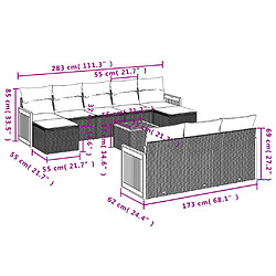 Avis Maison Chic Salon de jardin 11 pcs avec coussins | Ensemble de Table et chaises | Mobilier d'Extérieur gris résine tressée -GKD13029