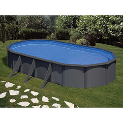 Gre Kit piscine hors sol ovale 7.44 x 3.99 x h.1.22 m - acier gris anthracite