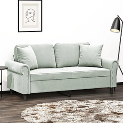 Maison Chic Canapé 2 places avec oreillers,Sofa de Salon,Canapé droit gris clair 140 cm velours -GKD996382