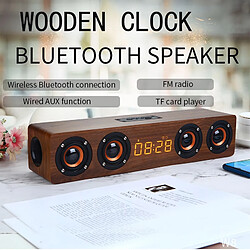 Universal Home Cinéma Colonne Portable Bluetooth Haut-parleur Sans Fil Bois Réveil Radio Subwoofer TV Haut-parleur AUX USB | Portable (Brown)